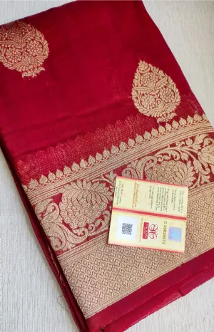Wedding Saga Pure Banarasi Handloom Kora Kadhwa Silk Saree