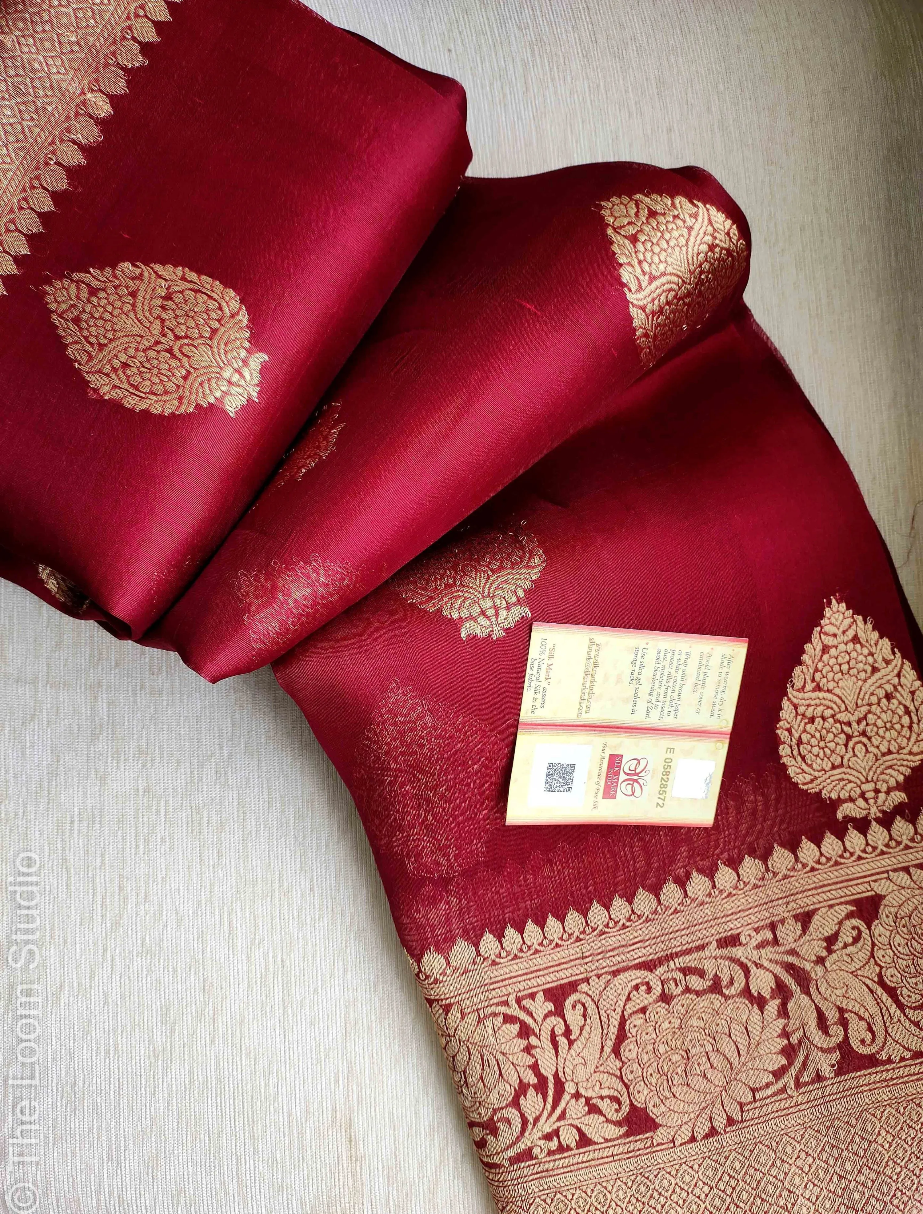 Wedding Saga Pure Banarasi Handloom Kora Kadhwa Silk Saree