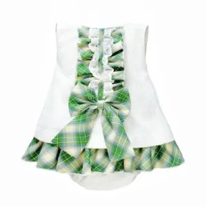 Wee Me Baby Girls Waffle Green Check Dress