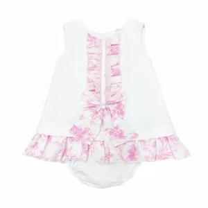 Wee Me Baby Girls Waffle Pink Floral Dress
