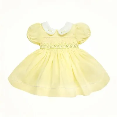 Wee Me Lemon Smocked Peter Pan Collar Dress