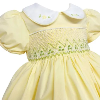 Wee Me Lemon Smocked Peter Pan Collar Dress