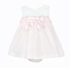 Wee Me Pink and White Smocked Bow Dress
