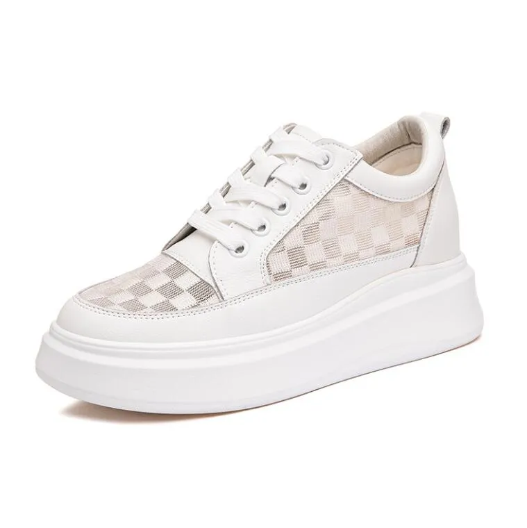 White Breathable Casual Shoes For Petite Feet Women MS13