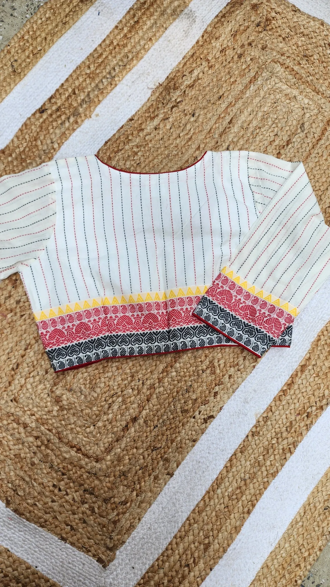 White Kantha Cotton Blouse
