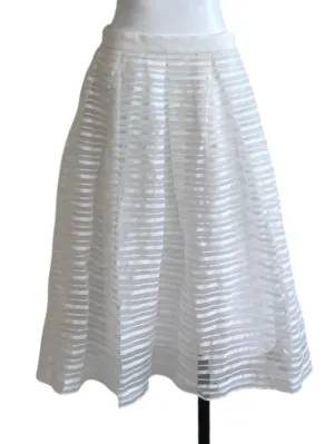 White Sheer Satin Stripe Skirt