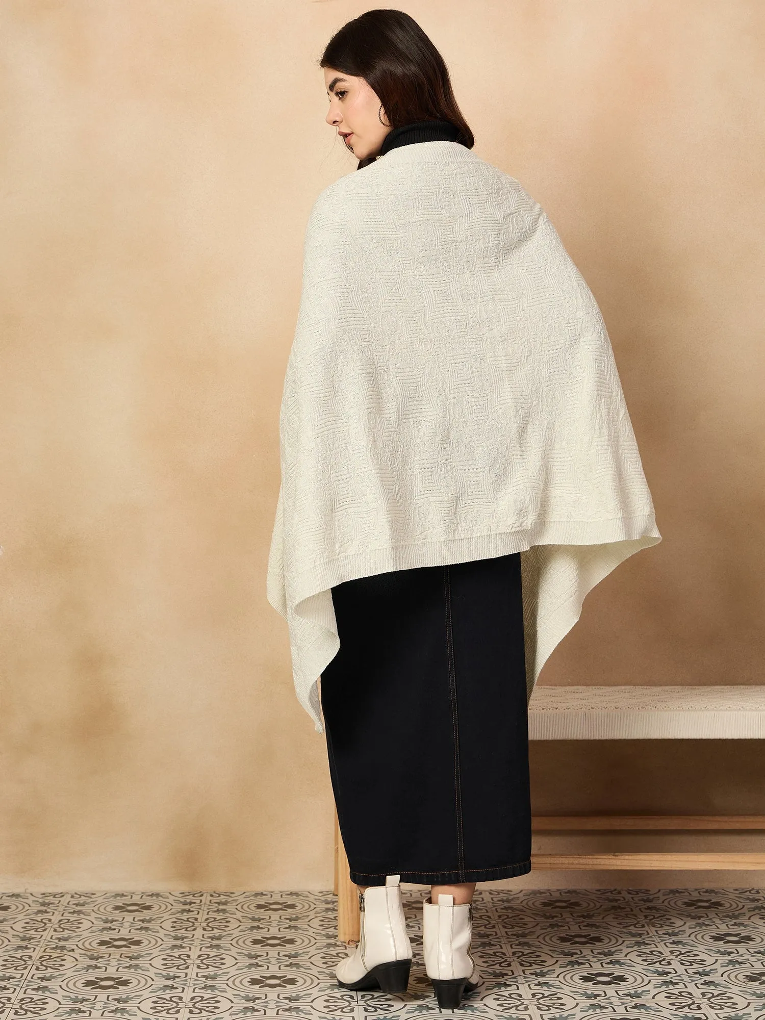 White Shimmer Poncho