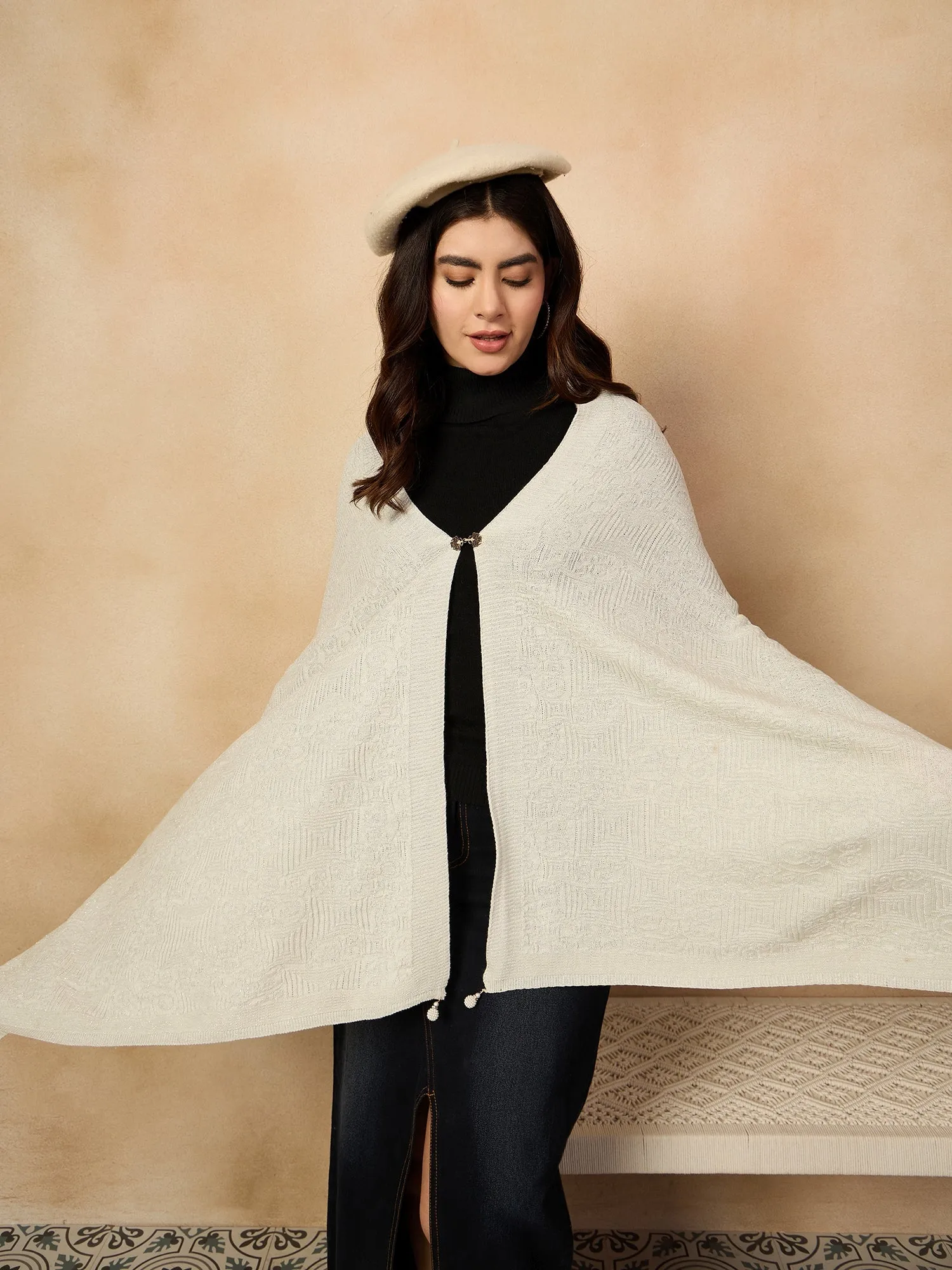 White Shimmer Poncho