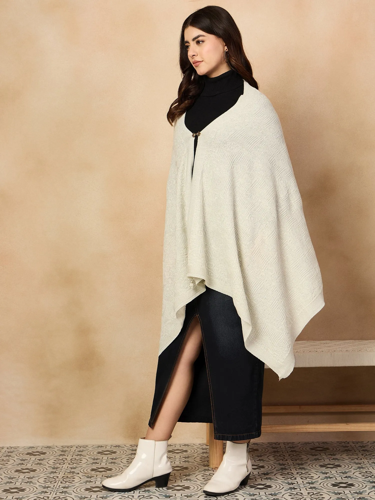 White Shimmer Poncho