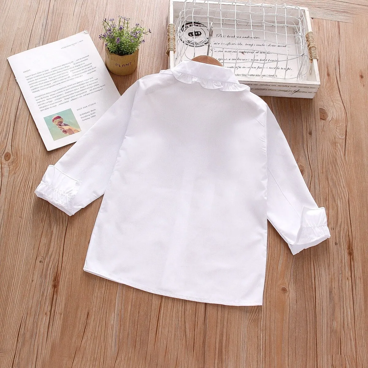 White Shirt for Girls with Long Sleeves