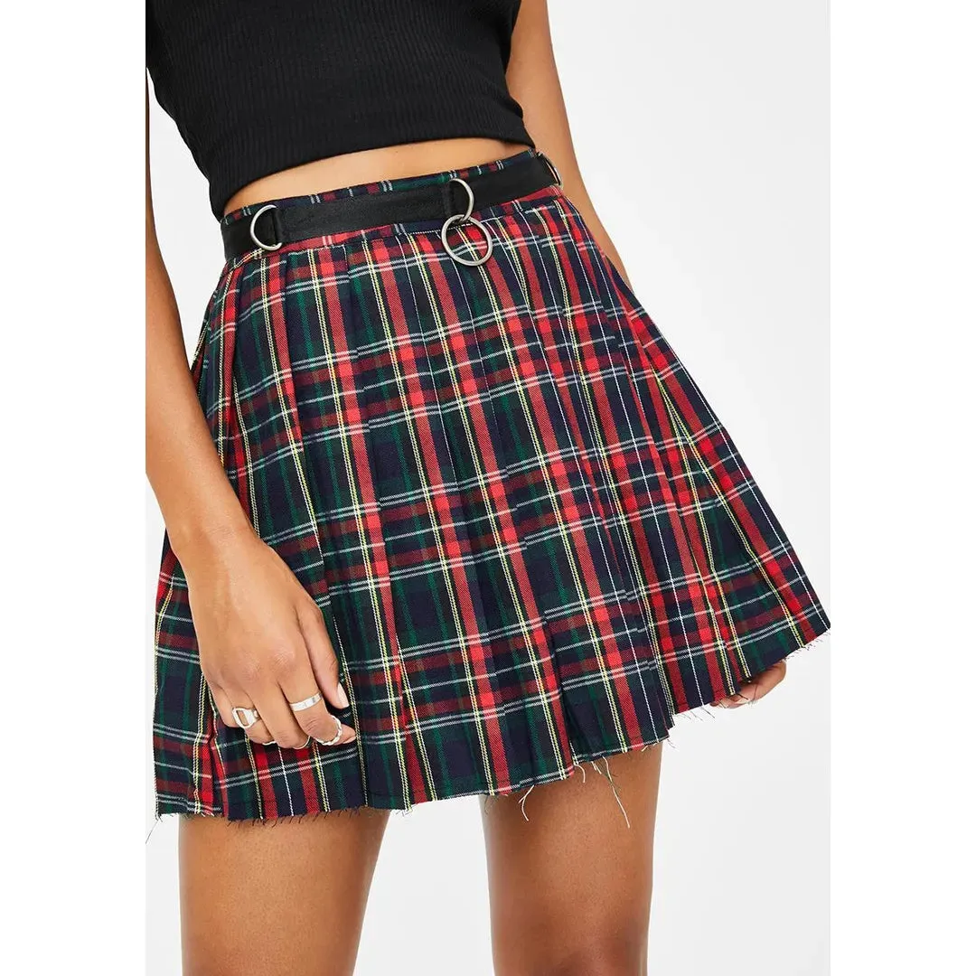 Women Fashion Plaid Zipper Back Pleated Skirt 2023 Street Female Classic Vintage Mini Skirts