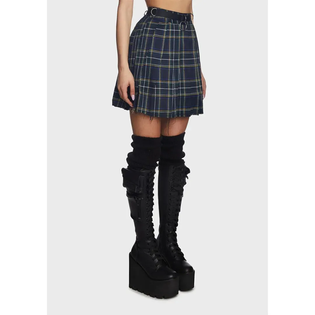Women Fashion Plaid Zipper Back Pleated Skirt 2023 Street Female Classic Vintage Mini Skirts