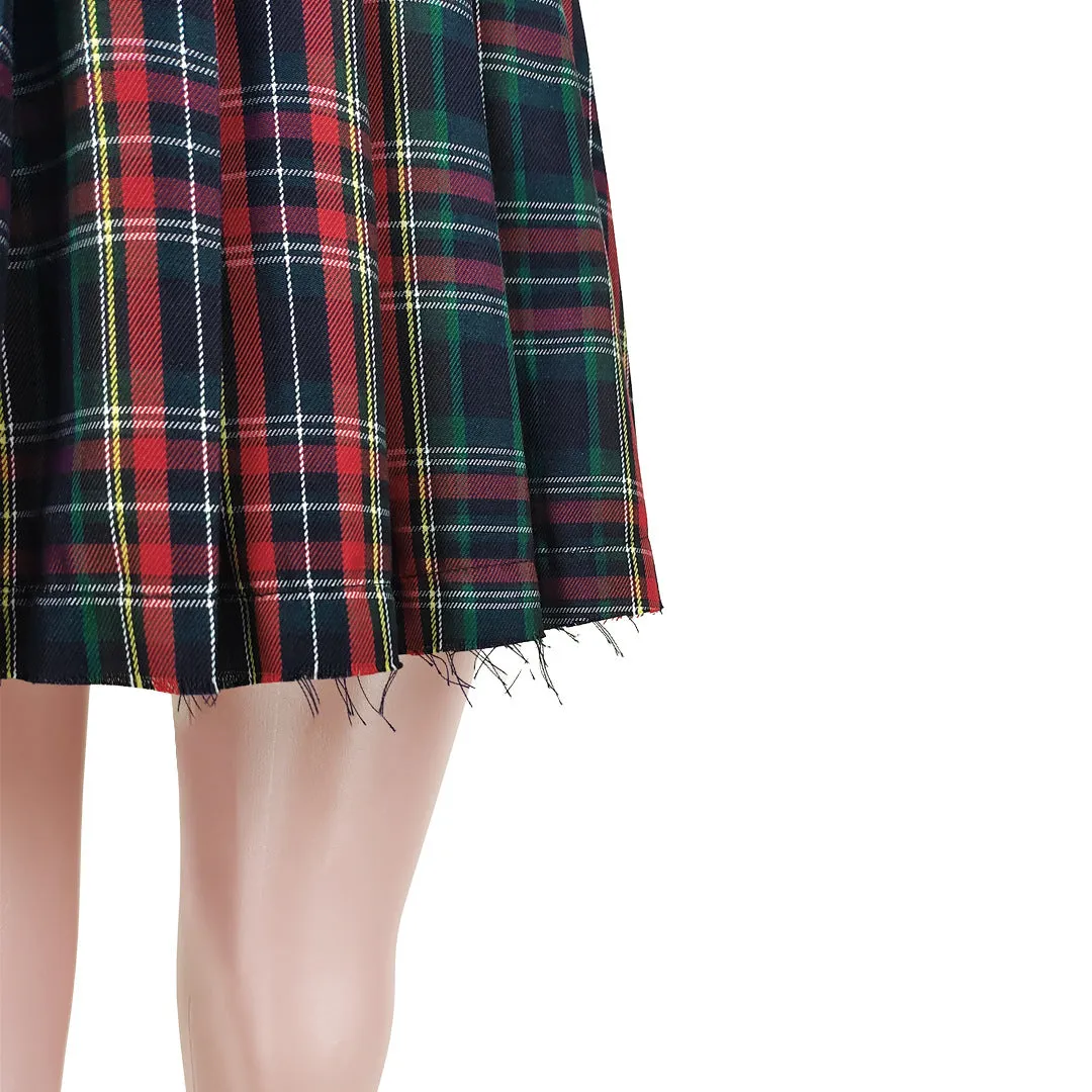 Women Fashion Plaid Zipper Back Pleated Skirt 2023 Street Female Classic Vintage Mini Skirts