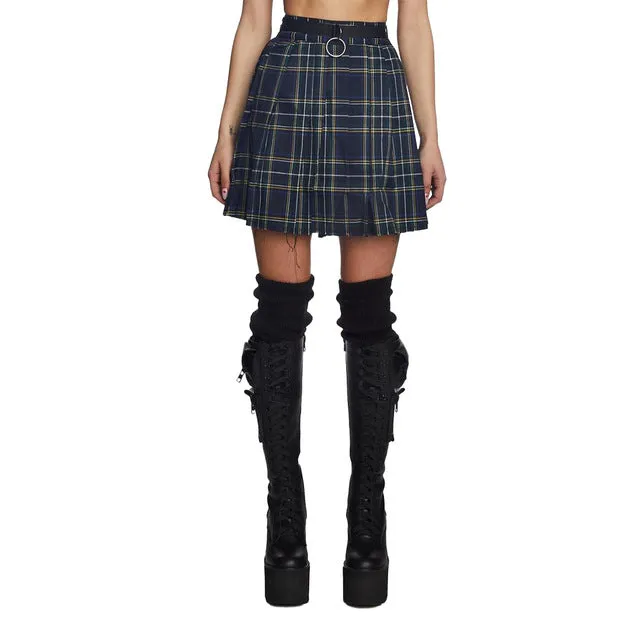 Women Fashion Plaid Zipper Back Pleated Skirt 2023 Street Female Classic Vintage Mini Skirts