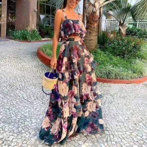 Women Summer Boho Beach Two Piece Set
