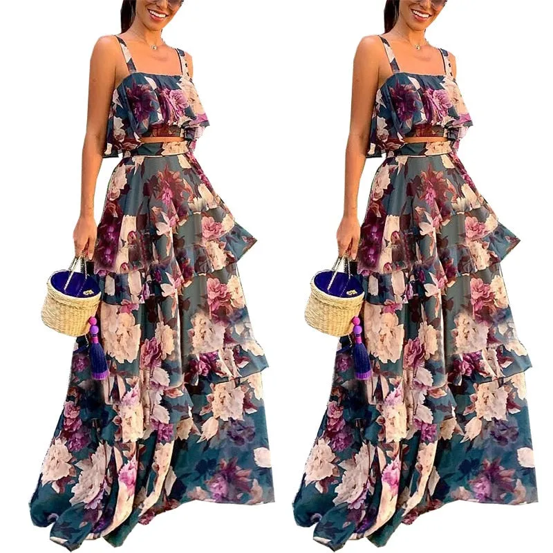 Women Summer Boho Beach Two Piece Set