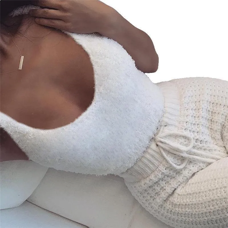 Womens 3pcs Clothing Long Sleeve Crop Tank Top And Drawstring Shorts Pajama Set