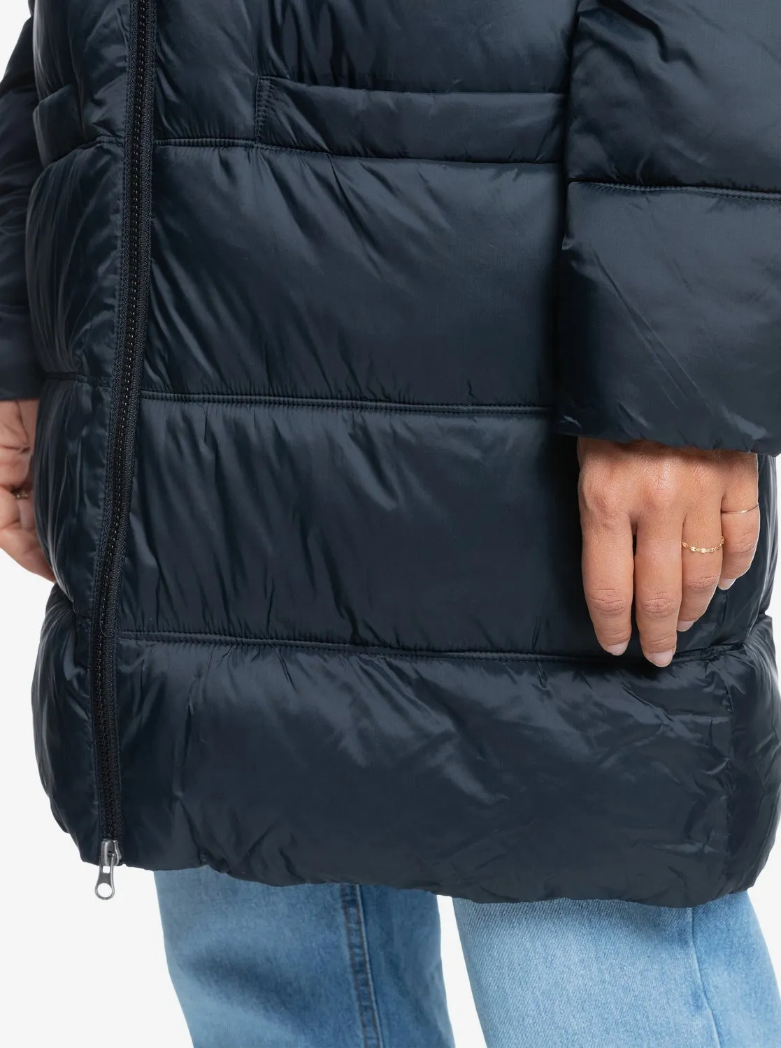 Womens Crest Of The Wave Longline Hooded Puffer Jacket