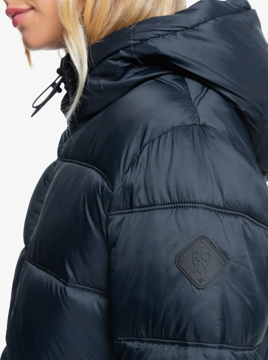 Womens Crest Of The Wave Longline Hooded Puffer Jacket