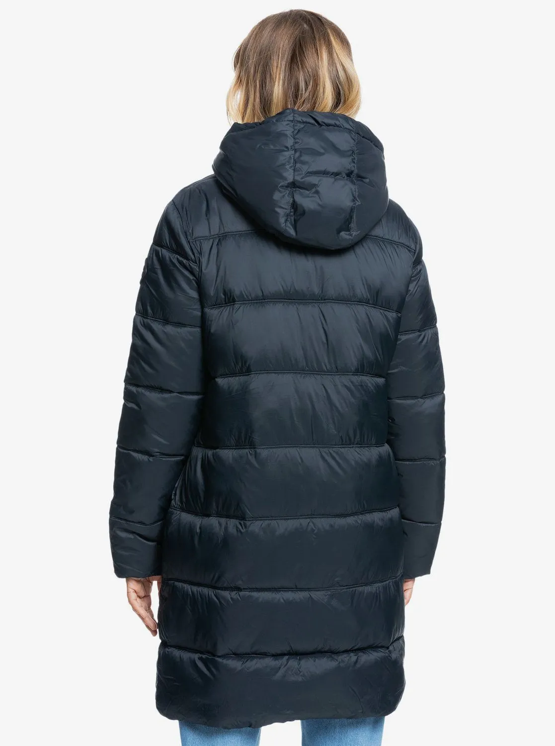 Womens Crest Of The Wave Longline Hooded Puffer Jacket