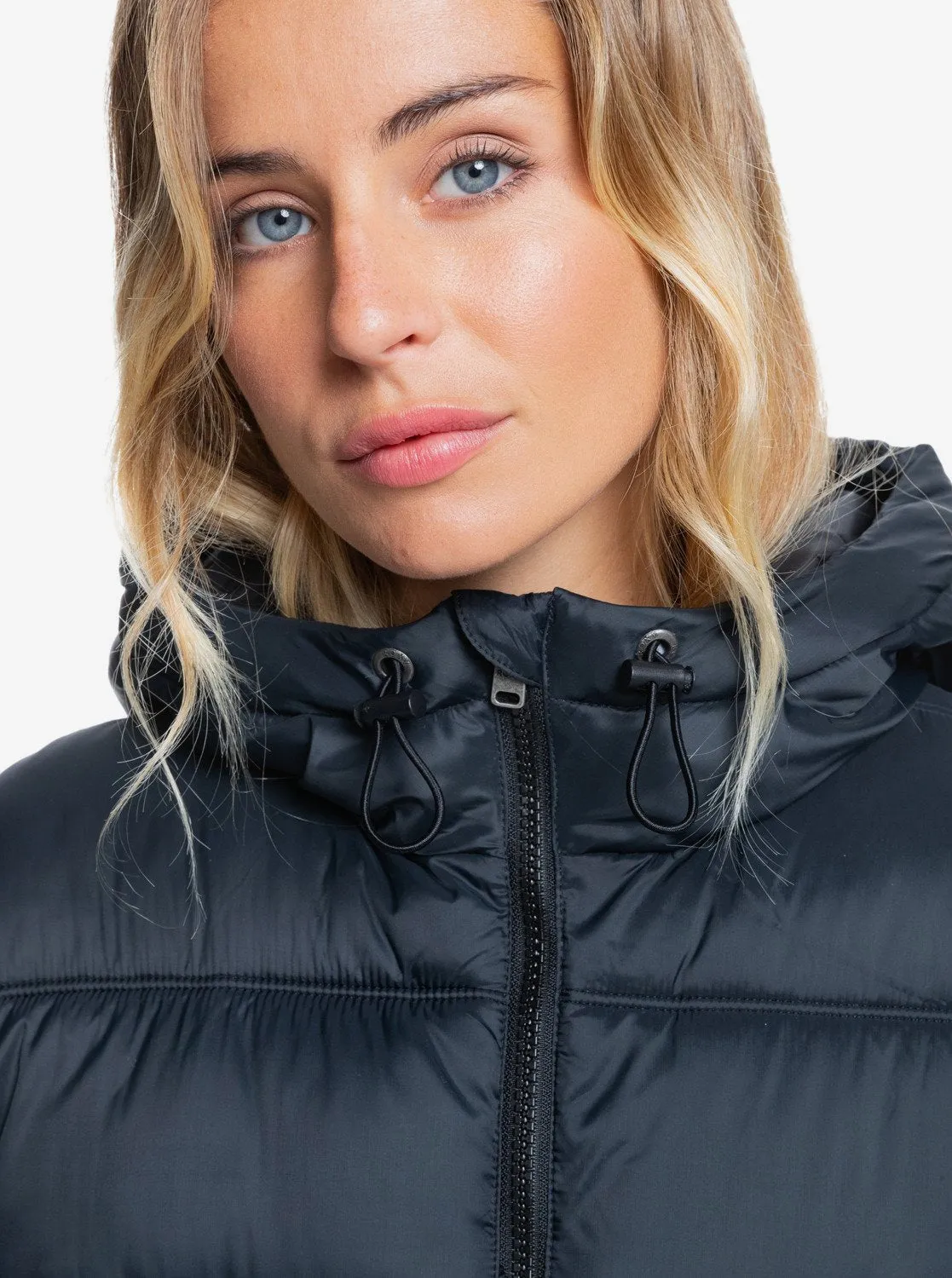 Womens Crest Of The Wave Longline Hooded Puffer Jacket