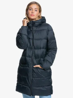 Womens Crest Of The Wave Longline Hooded Puffer Jacket