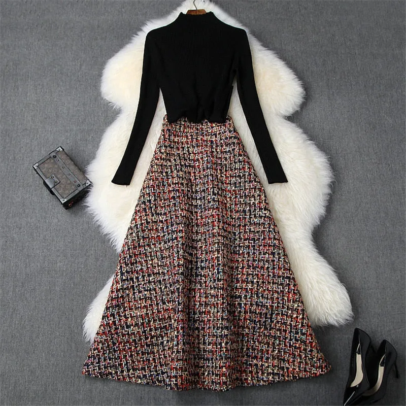 Women's Fashion Autumn Winter 2 Piece Dress Set