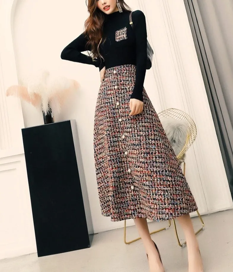 Women's Fashion Autumn Winter 2 Piece Dress Set