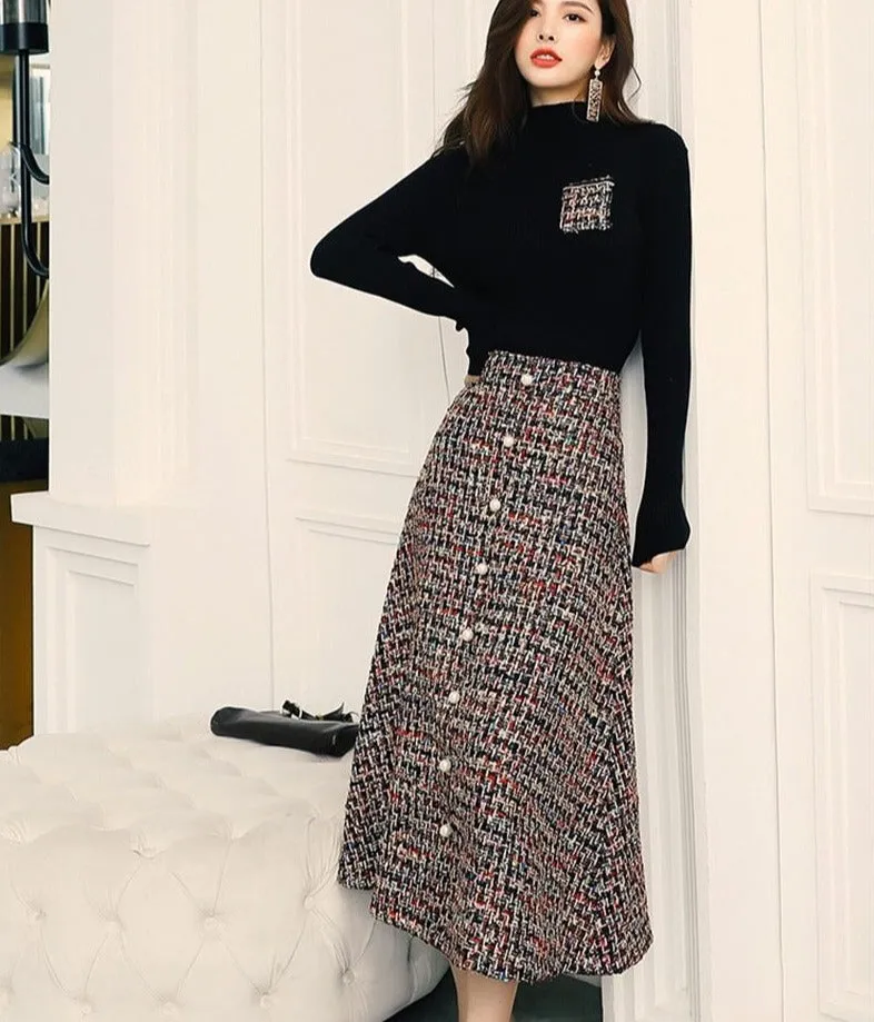 Women's Fashion Autumn Winter 2 Piece Dress Set