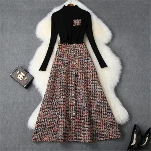 Women's Fashion Autumn Winter 2 Piece Dress Set