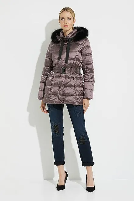Women's Joseph Ribkoff | Shiny Puffer Coat with Hood | Dusty Mauve