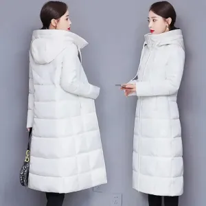 Women's Long Hooded Puffer Coat – Winter Essential - Plus Sizes