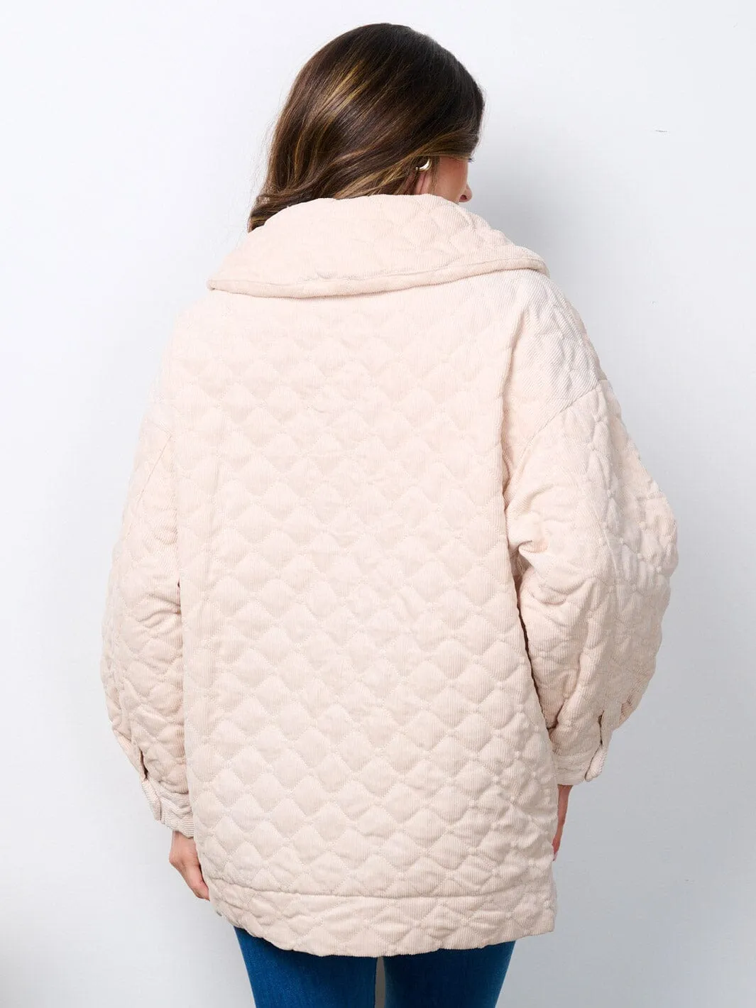 WOMEN'S LONG SLEEVE BUTTON CLOSURE QUILTED PUFFER JACKET