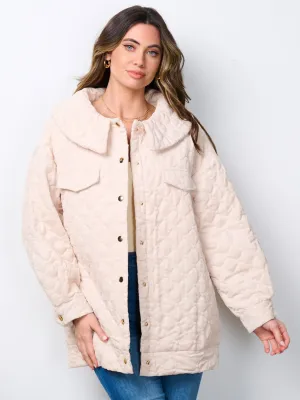 WOMEN'S LONG SLEEVE BUTTON CLOSURE QUILTED PUFFER JACKET