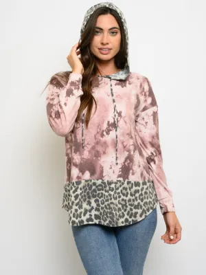 WOMEN'S LONG SLEEVE MULTI PRINT HOODIE TOP