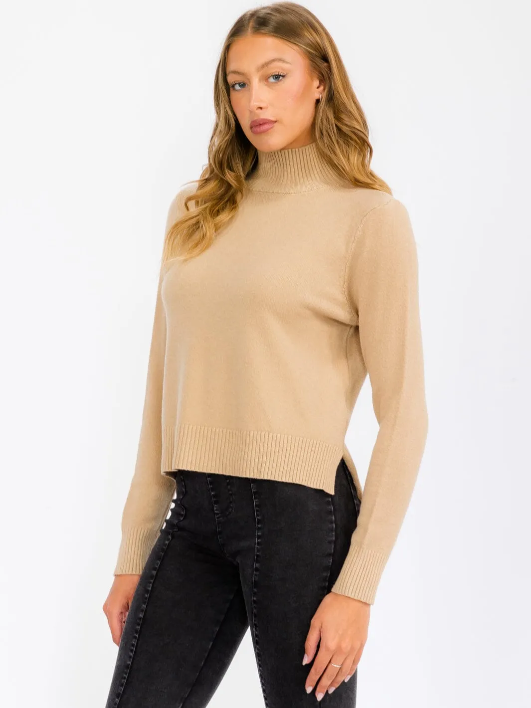 WOMEN'S LONG SLEEVE TURTLE NECK BLOUSE TOP