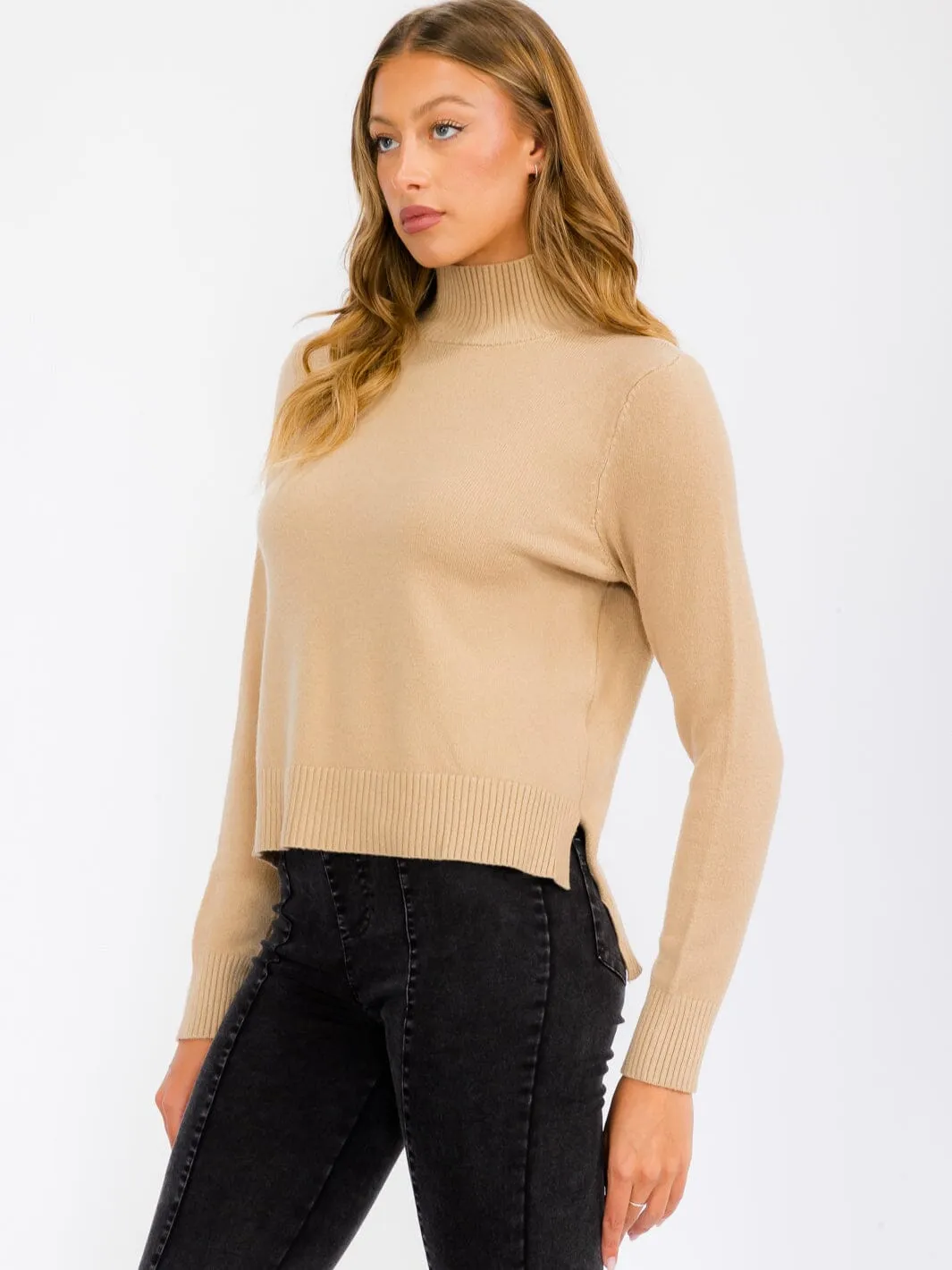 WOMEN'S LONG SLEEVE TURTLE NECK BLOUSE TOP