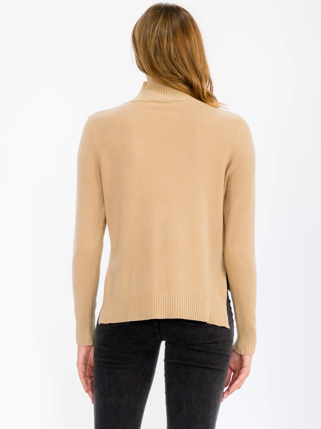 WOMEN'S LONG SLEEVE TURTLE NECK BLOUSE TOP
