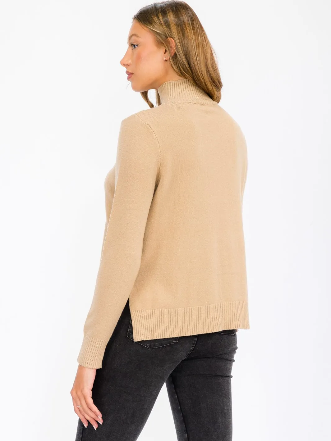 WOMEN'S LONG SLEEVE TURTLE NECK BLOUSE TOP