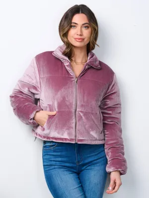 WOMEN'S LONG SLEEVE ZIP UP POCKETS PUFFER JACKET