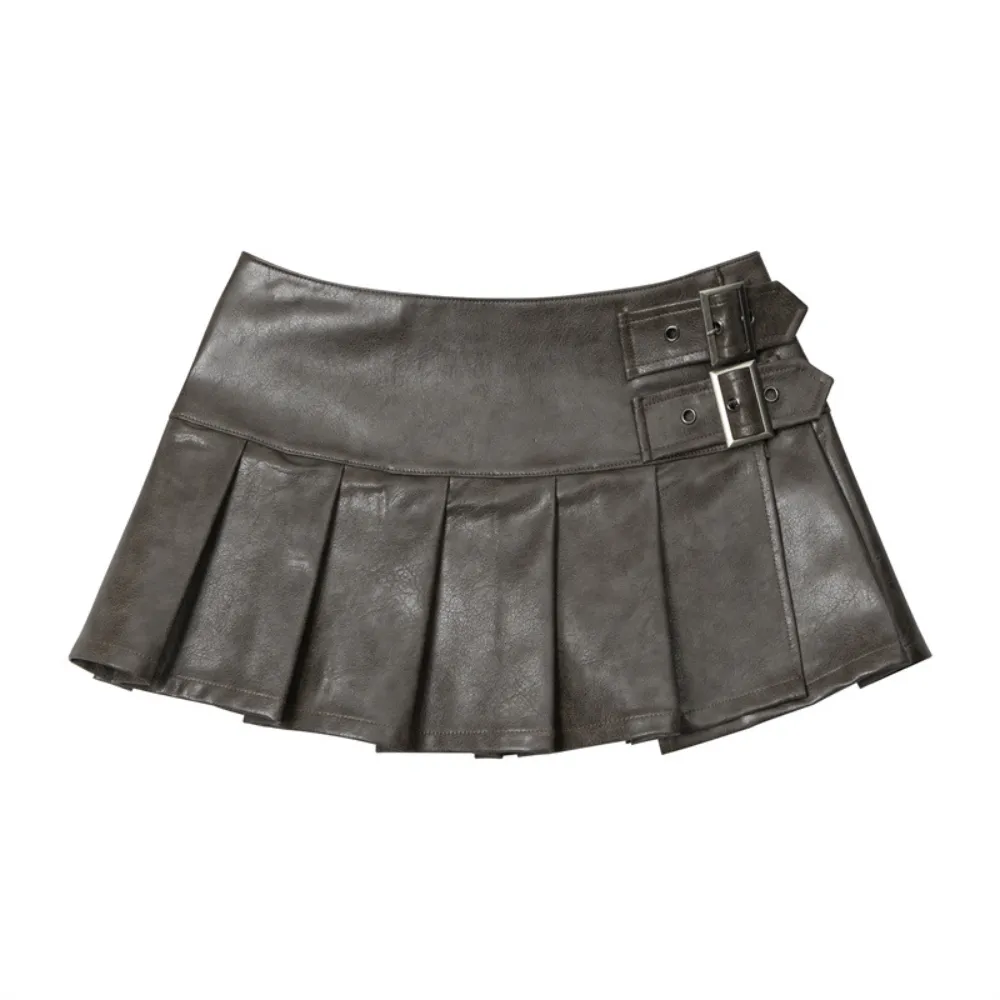 Women's Summer Sexy Pleated PU Skirts