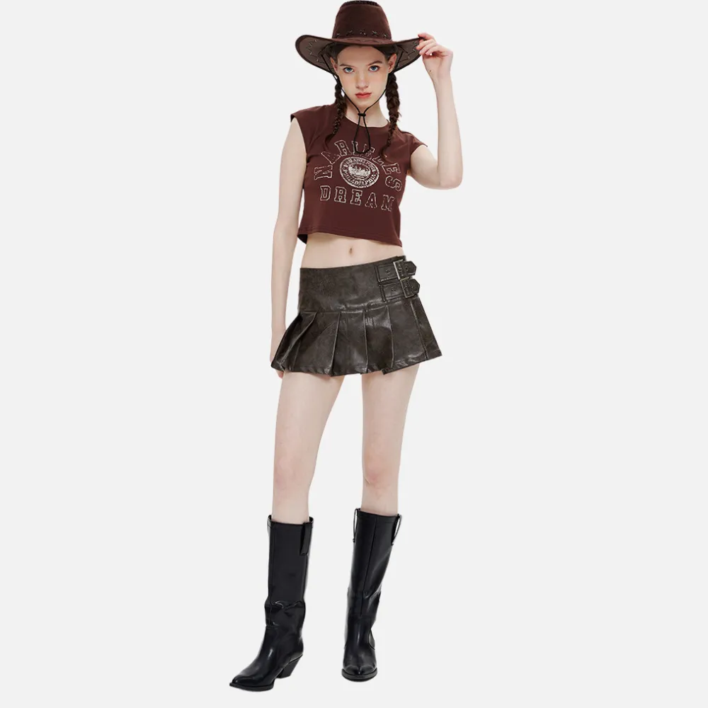 Women's Summer Sexy Pleated PU Skirts
