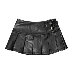 Women's Summer Sexy Pleated PU Skirts
