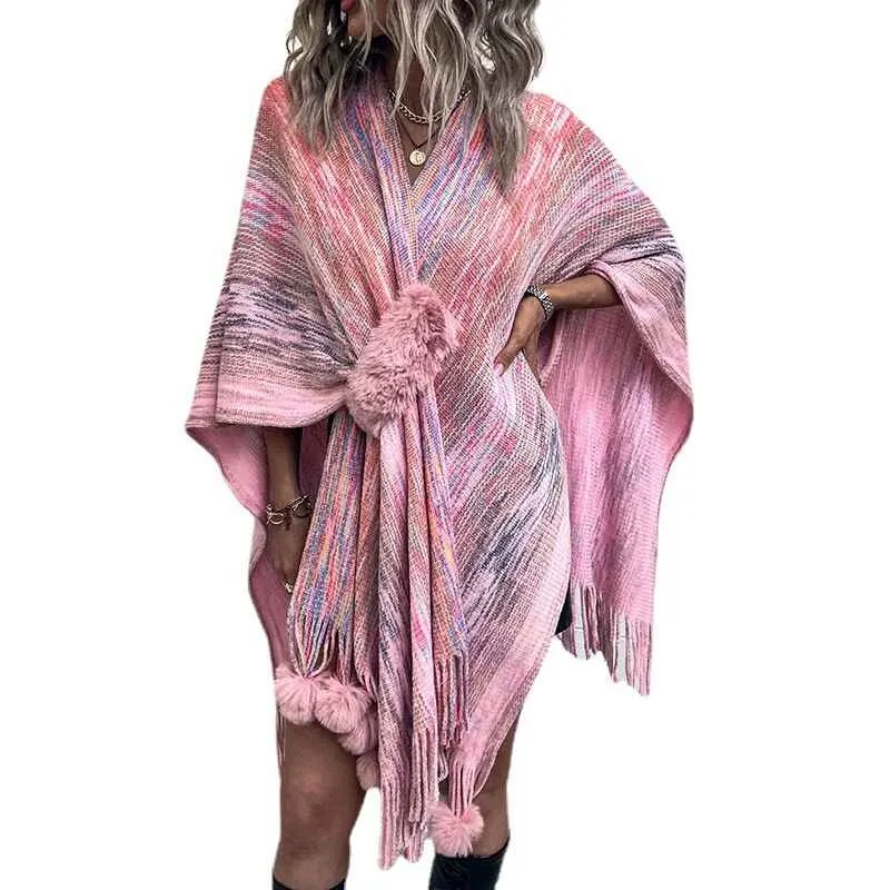 Women's Warm Shawl Wrap Open Front Poncho Cape Color Block Shawls Winter Cardigan Wrap Printed Ponchos for Women K422