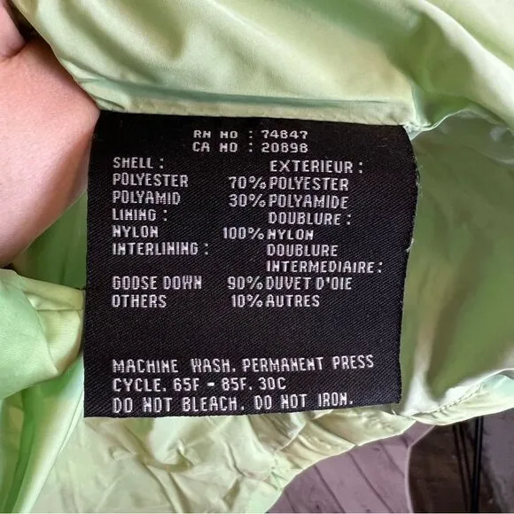 Women’s Andrew Marc Green goose Down Puffer Coat Size Medium