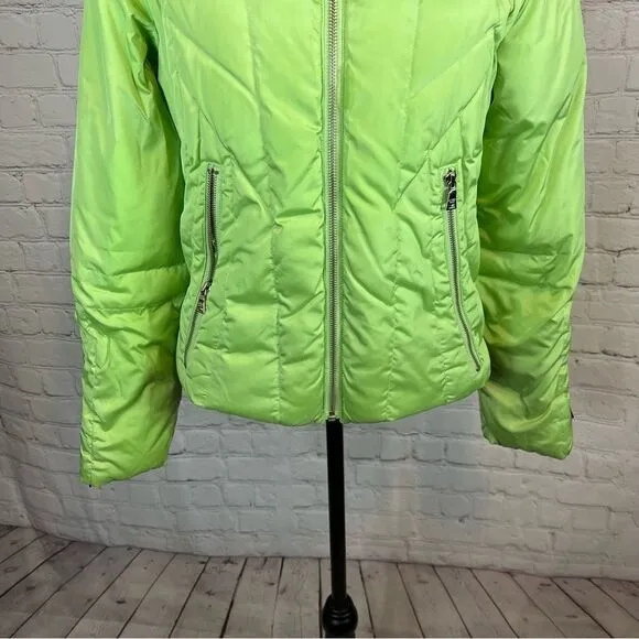Women’s Andrew Marc Green goose Down Puffer Coat Size Medium