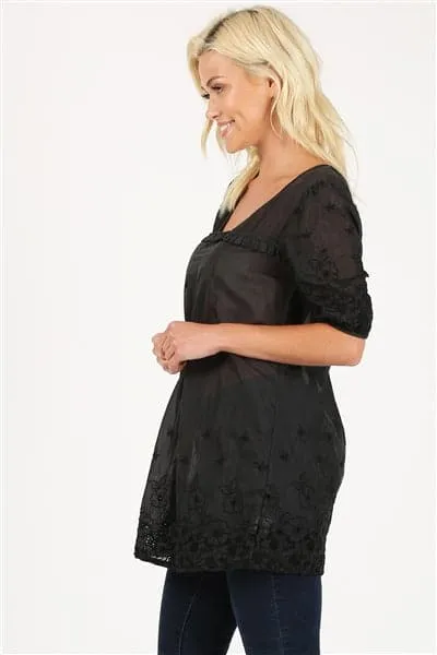Woven Floral Short Dress Black - Pack of 6