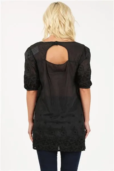Woven Floral Short Dress Black - Pack of 6