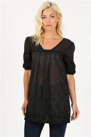 Woven Floral Short Dress Black - Pack of 6