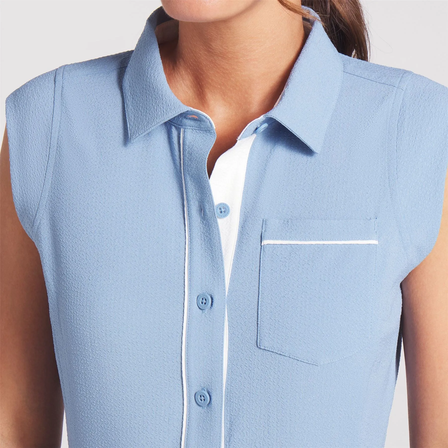x AP Seersucker Dress Zen Blue